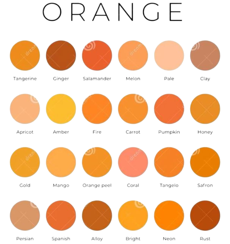 all shade of orange color